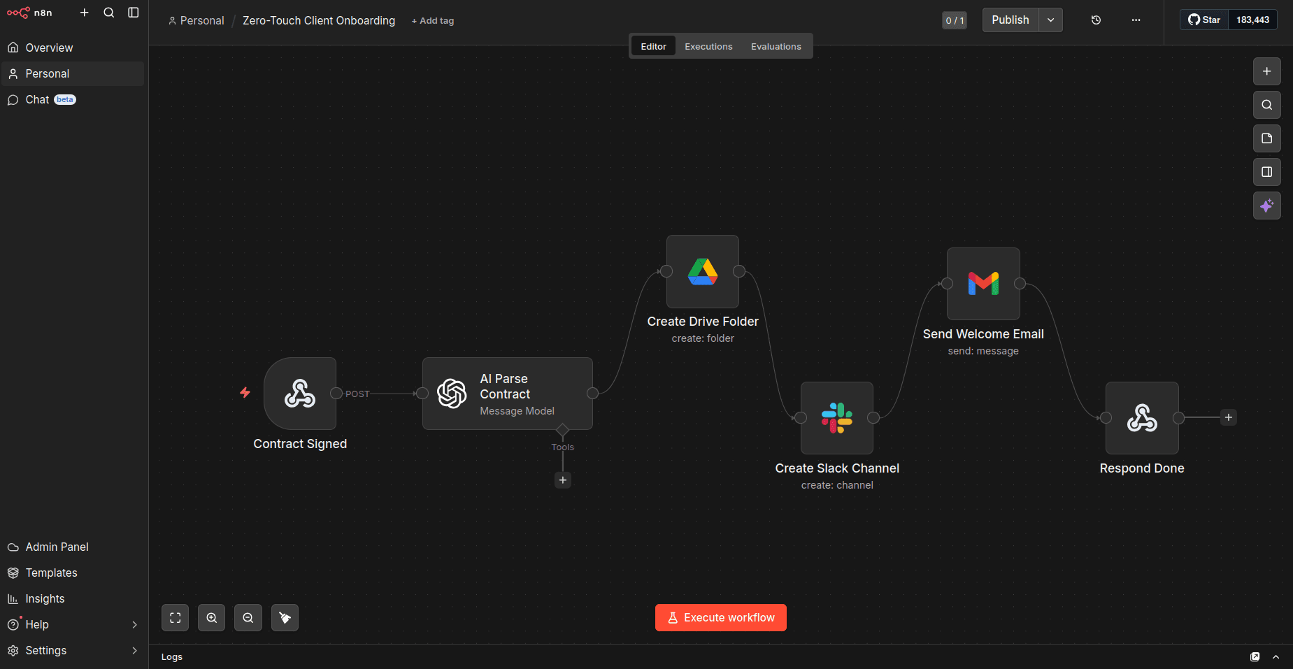 Zero-Touch Client Onboarding — n8n workflow